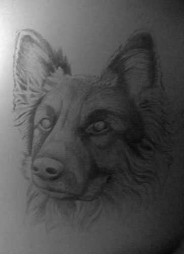 close up of helmet drawing